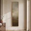 Framed Long Narrow Abstract Neutral Brown Rustic Vertical Wall Art, 14x56