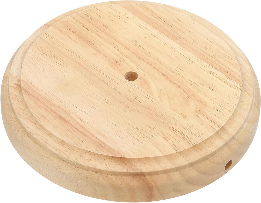 PATIKIL 7.5" x 1.3" Wooden Lamp Base, Round Solid Wooden Base Wood Desk Lamp Display Stand Replacement for Bedroom Bedside Table Lamps DIY