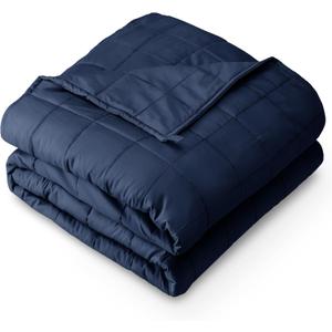 Bare Home Weighted Blanket Queen Size 22lb (60" x 80") for Adults - All-Natural 100% Cotton - Premium Heavy Blanket Nontoxic Glass Beads (Dark Blue, 60"x80")