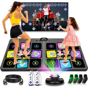 Dance Mat for Kids & Adults - Wireless Electronic Dance Pad with HDMI Plug & Play, 2-Player Dance Game Mat, Exercise Mat for Family Parties, Birthday Gift for Boys Girls Ages 6+, 65.4" x36.6"