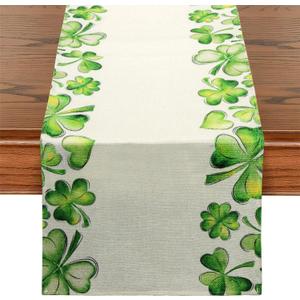 6 x St. Patrick's Day Table Runner - Shamrocks Table Runner Seasonal Spring Holiday St. Patrick's Day Party Kitchen Dining Table Decor 13 x 72 Inch