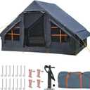 Inflatable Tents for Camping,Easy Blow Up Tent with Hand Pump,4 Seasons Waterproof Air Inflatable Camping Tent House for Family Weekend Camping (4-6 Person/Grey)
