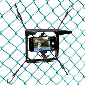 Cell Phone Fence Mount with Shade, Phones Holder Mounting Kit for iPhone, Mevo Start, GoPro and Other Action Cameras, for Recording Baseball, Hockey, Softball and Tennis Games (Black)