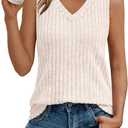 AUTOMET Womens Tank Tops Summer Sleeveless Shirts Spring 2026 V Neck Loose Fit Casual Clothes Trendy Fashion Outfits (Beige, M)