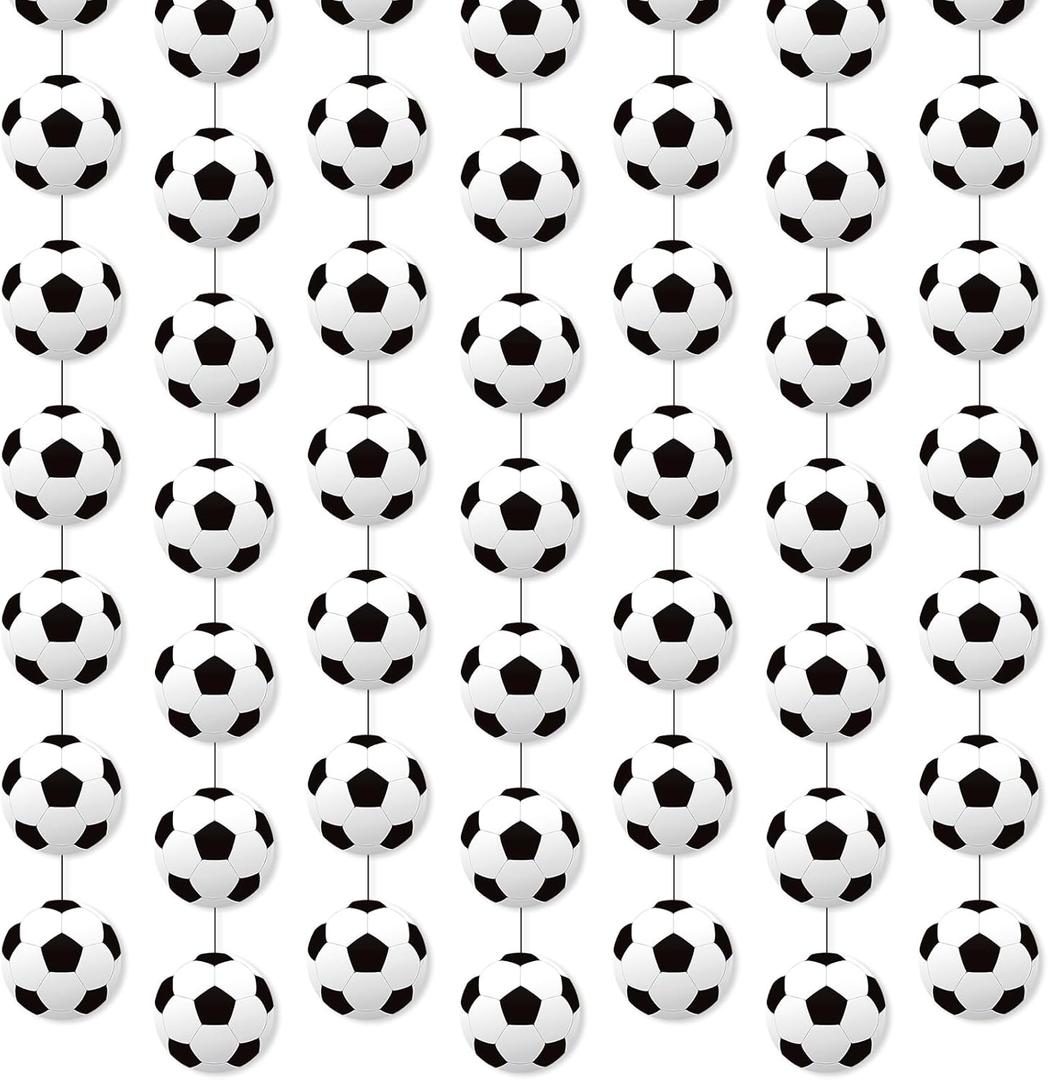 Faccito 8 Pcs Sports Party Banners Sports Theme Party Hanging Decorations Paper Garland for Teens Balls Birthday Baby Shower Home Classroom Supplies Decor(Soccer)