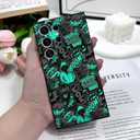 for Samsung Galaxy S24 Ultra Case, Pattern Slim Liquid Silicone Anti Slip for Galaxy S24 Ultra Phone Case 6.8 inch, Handsome Black
