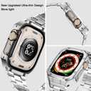 BAITEYOU Stainless Steel Watch Band with Case Compatible with Apple Watch Ultra 3 2 1 band (49mm), Rugged Strap with Metal Protective Bumper Cover for iWatch Bands Men (Silver)