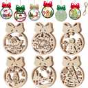 Christmas Wood Cutouts Ornaments for Adults Kids Painting Crafts, 24Pcs Unfinished 4inch Wooden Paintable Santa Claus Gingerbread Snowman Reindeer Xmas Tree Winter Indoor Hanging DIY Gift Decorations