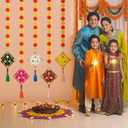 5 Pcs Diwali Marigold Garland Decoration Artificial Marigold Flowers Bulk Faux Flower Garland Hanging Kite Indian Decor for Diwali Wedding Christmas Anniversary Celebration Birthday