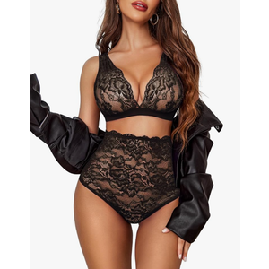 Avidlove Sexy Lingerie for Women High Waist Bra and Panty Set Strappy Babydoll Bodysuit, M