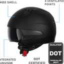 Westt Open Face Motorcycle Helmet, 3/4 Motorcycle Helmet DOT Approved, Lightweight Moped Helmet with Built-in Sun Visor, Quick Release Strap, Removable Washable Liner, Scooter Helmet for Adults, Small