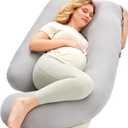 Momcozy Pregnancy Pillows for Sleeping, U Shaped Full Body Pillow for Pregnancy Women with Removable Jersey Cotton Cover, 57 Inch Maternity Pillow, Grey