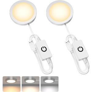 3D Printer LED Lamp Kit 2 Pack,3D Printed DIY Hardware Model Spare Parts 5V USB Powered,Wireless Puck Light Dimmable Touch Control,3 Color Warm (3000K) alanced Mixed (4000K) ol (6500K)