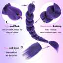 Getgal 24 inch Purple Braids Ponytail Hair Pre Braiding Hair with Tie Synthetic Purple Hair Extensions for Halloween Costume Cosplay24inch Braids Ponytail