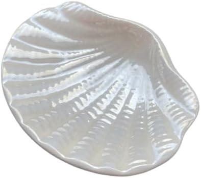 FORLONG Ceramic Ocean Seashell Soap Dish, for Bathroom,Tub and Kitchen Sink-White