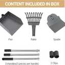 Heeyoo Dog Pooper Scooper, Dog Poop Tray and Rake Set, Pet Waste Removal Scoop with Long Adjustable Sectional Stainless Handles (Silver/Black)