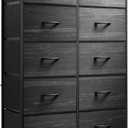 WLIVE Tall Dresser with 10 Drawers, Dressers & Chest of Drawers, Dresser for Closet, Bedroom, Hallway, Living Room, Entryway, Black, A-medium Size