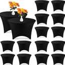 Peryiter 15 Pack Spandex Round Tablecloth Fitted Stretch Tablecloth Elastic Table Cover for Wedding Party Restaurant Banquet Cocktail and Halloween (Black,6 Ft,72inch)