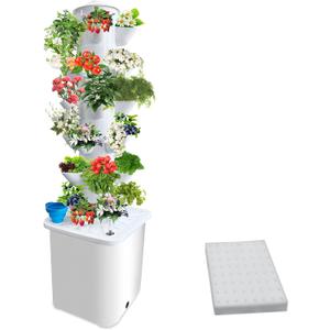 Hydroponics Tower Growing System 30-Plant Vertical Planter Germination Kit Indoor Smart Garden Vegetable Plant Kit with Pump and Movable Water Tank Gift for Gardening Lover (30Holes)