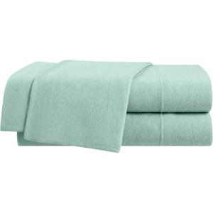 Vellux Solid Jersey Knit 4-Piece Queen Size Sheet Set - Cotton Blend - Solid Sheet Set - Ultra-Soft & Cozy T-Shirt - Bed Sheet Set - Deep Pocket - Easy Care - Grey Sheet Set (Queen, Sage)