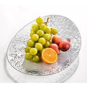 Ewowfam Candy DishFruit Bowl for Kitchen Dcor and Home DecorDecorative Tray and Cake Stands for PartyFruit PlatterAcrylic, Hammered Texture (Transparent)