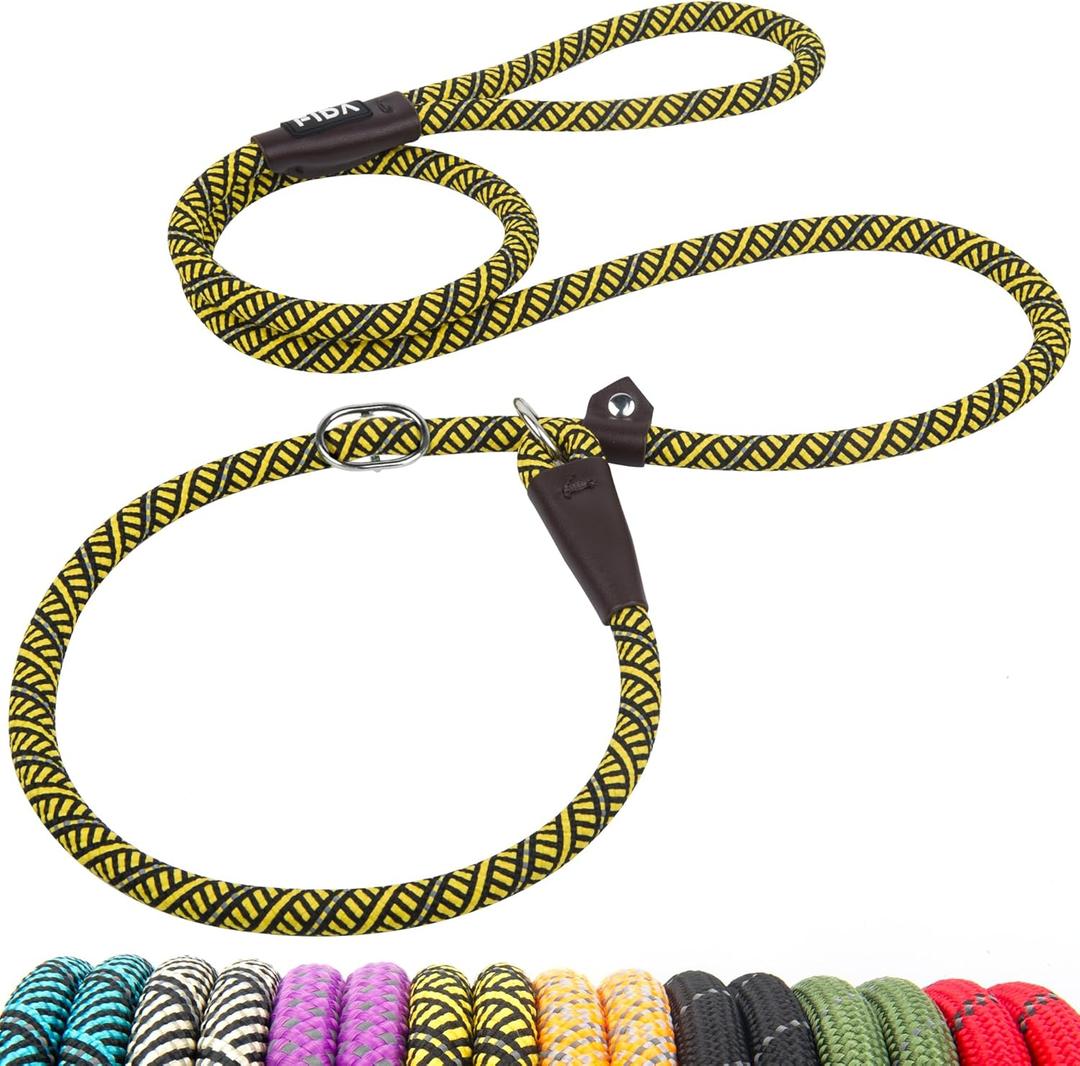 Fida Slip Leads for Dogs, 6 FT x 1/2" Dog Leash Heavy Duty Comfortable Strong Rope Lead for Large, Medium Dogs, No Pull Pet Training Leash with Highly Reflective,Yellow