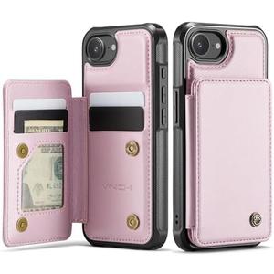 Vinich for iPhone 16e Wallet Case with Card Holder, RFID Blocking Credit Slots Kickstand Shockproof Phone Cover for Women Men, Rose Gold