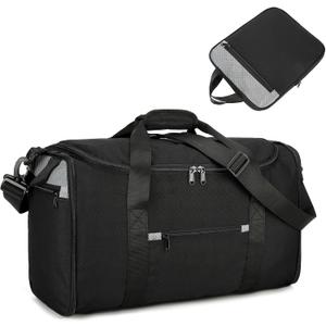 18 inch Small Gym Bag for Men - Foldable Duffel Bags for Airplanes Carry On Duffle Bag for Travel, Black
