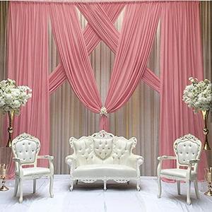FUHSY Dusty Rose Backdrop Curtains 10FT  1 Panels Chiffon Fabric Backdrop Drapes Sheer Curtains Wedding Arch Draping Fabric Ceiling Drapes for Bridal Shower Tulle Cloth Backdrop for Birthday Party