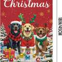 Merry Christmas Dogs Garden Flag 12x18 Inch Double Sided Welcome Xmas Winter Seasonal Small Burlap Garden Flags for Porch, Patio, Lawn, Farmhouse, Holiday Decoration