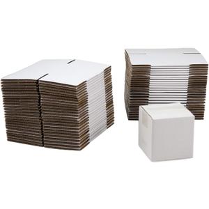 50 Pack 4x4x4 Inches Shipping Boxes, Small Corrugated Cardboard Boxes for Mailing and Packing, White