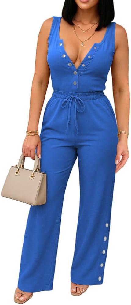 HWP Womens Sets 2 Piece Casual Outfits Summer Vacation Travel Outfits Tank Top and Wide Leg Pants Lounge Set