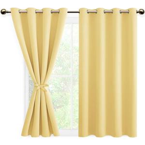 DWCN Fall Blackout Curtains for Bedroom with Tiebacks - Room Darkening Privacy Grommet Top Window Curtains for Living Room, 52 x 54 inch Length,Pumpkin Orange,Set of 2 Panels