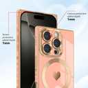 4 x for iPhone 16 Pro Magnetic Case, Luxury Cute Love Heart Plating Edge Case for Women Girls Men Soft TPU Anti-Scratch Bumper Shockproof Protective Slim Cover for iPhone 16 Pro-Pink
