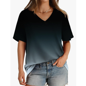 Aokosor Womens V Neck Short Sleeve T Shirts Summer Tops 2025 Casual Loose Tees Trending Now, Size XL