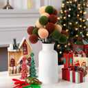 24 Pcs 7.9 Inch Christmas Ball Ornament Picks Christmas Tree Picks with Glitter Xmas Ball Ornaments for Xmas Tree Topper Vase Fillers Wreath Stairs Garland Decoration Supplies (Novelty)