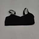 Amazon Essentials Women's Active FormFlex Buttery Soft Light Support V-Neck Sports Bra with Contrast Trim (Medium, Black/White)