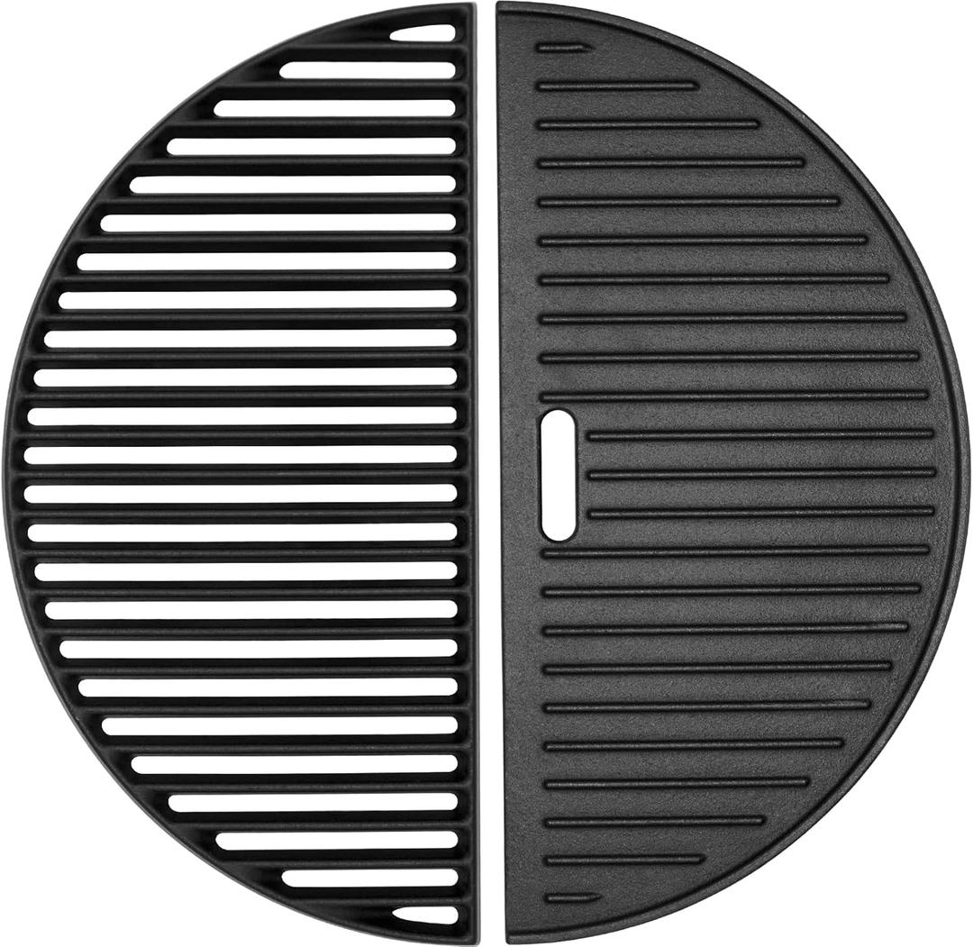 18" Grill Grate & Griddle Replacement for Kamado Joe Grill Accessories Classic III, II, I Stand-Alone, Solo Stove, for Large Big Green Egg Cast Iron Grate, Vision Parts VGKSS-CC2, B-11N1A1-Y2A