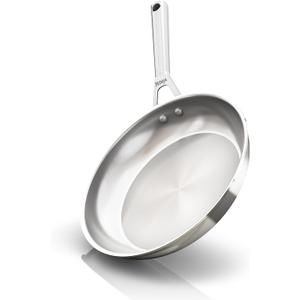 Ninja EverClad Commercial-Grade Stainless Steel 10.25" Fry Pan, Tri-Ply Pans, Oven Safe to 600F, All Stovetops & Induction Compatible, Stainless, C90026