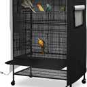 Universal Bird Cage Cover, Dark Colored Drape for Animal Crate, Waterproof & Washable Night Cover for Cages, Distraction and Light Eliminator for Mink, Totoro, Parakeets, Parrot (L - 31”L×22”W×41”H)