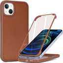 for iPhone 13 mini Case with Built-in Screen Protector & Full Body Protective,for Apple iPhone 13 mini Phone Cases for Men Women Girl-Brown