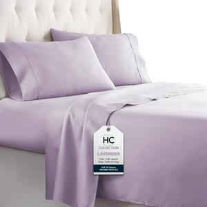 HC COLLECTION Twin Sheet Set w/ 1 Pillowcase, Hotel Luxury Platinum 1800 Series Brushed Microfiber Bed Sheets, Ultra Soft Lightweight Breathable Cooling 3 Pcs Bedding, All Season Easy Care, Lavender