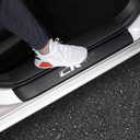 LEXLEY for 2006-2023 2024 2025 2026 CRV CR-V Carbon Fiber Style Leather Door Sill Protector Anti-Dirty Scuff Plate Cover Guard Sills Protector Trim,Welcome Pedal Protect 4PCS -Sliver