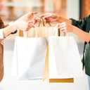 BAG BOX 100 Pack 8.25x4.3x10.6 Inch White Gift Bags with Handles,Bulk Kraft Paper Bags for Shopping, Retail, Merchandise, Wedding, Party Favors, Paper Grocery Sacks