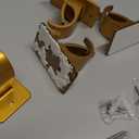 4 Pieces Self Adhesive Curtain Rod Bracket Universal Plastic Curtain Rod Holders, No Drill Curtain Rod Brackets Curtain Rod Hooks for Bathroom, Bedroom, Livingroom, Kitchen (Gold)