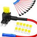 Nilight 10 Pack Micro 2 Fuse TAP 12V Car Add a Circuit ATR Blade Adapter with 20A II Fuses Holder Add On Dual Circuits Adapters for Cars Trucks Boats (50058R),Blue, Red, Black, Yellow