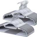50-Pack Heavy Duty Coat Hangers, Non-Slip, 0.2'' Slim, 360 Swivel Hook, 16.5 Inches Wide, Space-Saving Plastic Clothes Hangers for Suit, Shirt & Pants, Light and Dark Gray