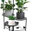 NAKUPE Plant Stand Indoor Outdoor, 4 Tier Corner Metal Flower Display Holder Shelf for Multiple Plants, 30" Tall Heavy Duty Planter Rack for Patio Garden Balcony Living Room, Black