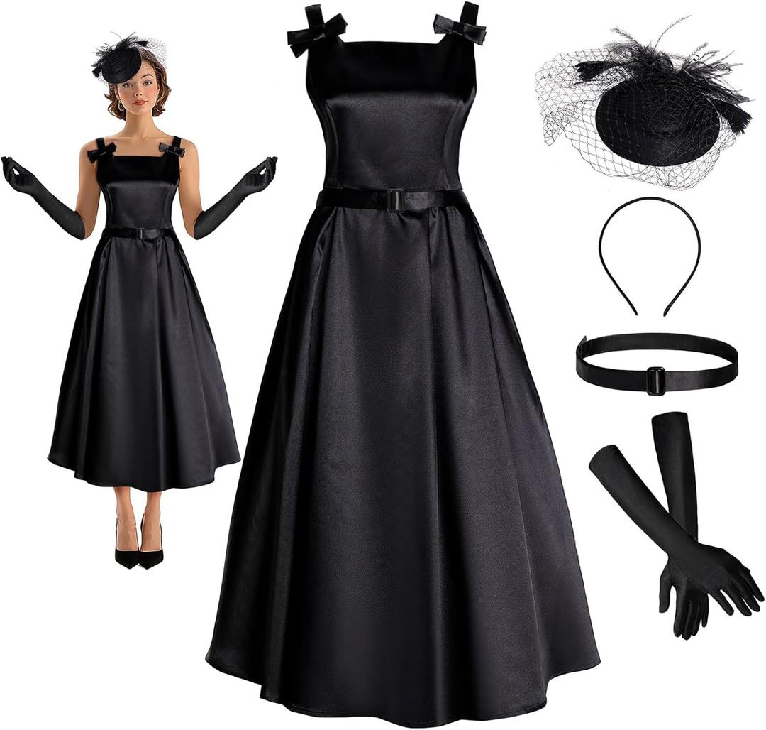 Women's 1950s Audrey Hepburn Style dress Vintage Swing Cocktail Dresses Tea Party Outfits, XL