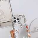 Electroplate Mirror Soft Case for iPhone X/iPhone Xs 5.8 inch,Soft TPU Wave Frame Shiny Make UP Mirror Creative Shockproof Full-Body Protection Women Girls Case with Bracelet Chain-Heart